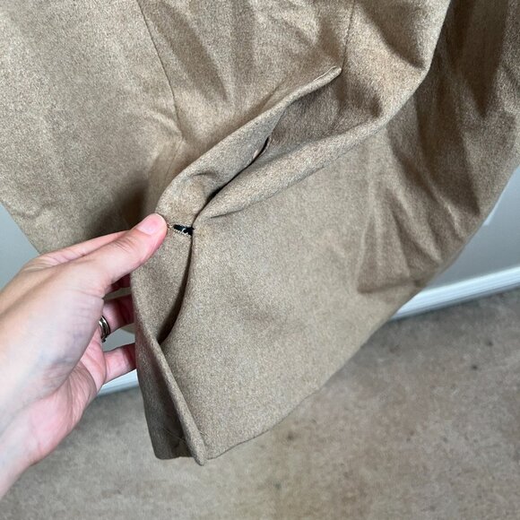 Katherine Kelly Cashmere Coat Size 10 Tan Neutral Trench Long Notch Collar - Picture 9 of 13